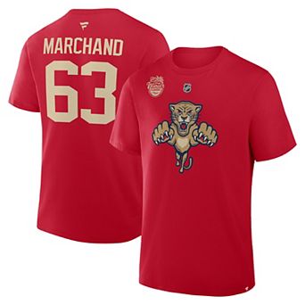 Men's Fanatics Brad Marchand Red Florida Panthers 2026 NHL Winter Classic Authentic Stack Name & Number T-Shirt