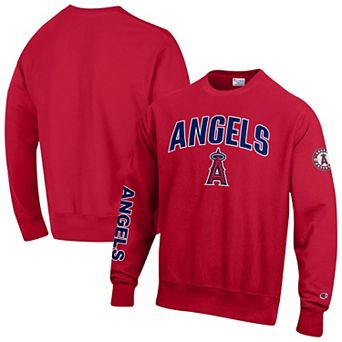 Men's Champion Scarlet Los Angeles Angels Reverse Weave Chenille Sweatshirt