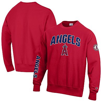 Men's Champion Scarlet Los Angeles Angels Reverse Weave Chenille Sweatshirt