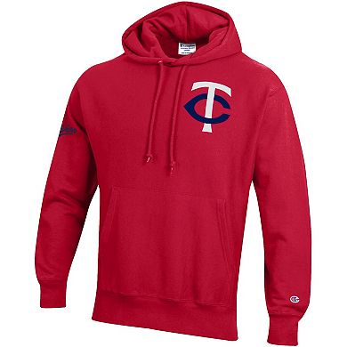 Men's Champion Scarlet Minnesota Twins Reverse Weave Chenille Hoodie