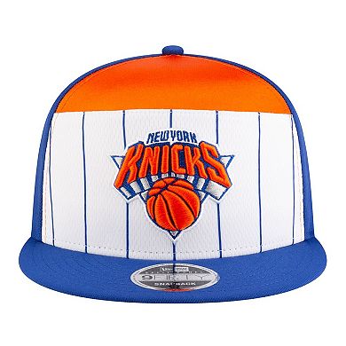 Youth New Era White/Blue New York Knicks 2025 NBA Tip Off Split Panel 9FIFTY Snapback Hat