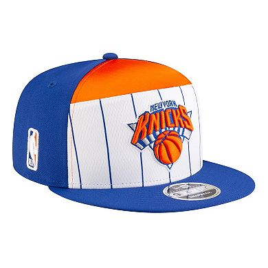 Youth New Era White/Blue New York Knicks 2025 NBA Tip Off Split Panel 9FIFTY Snapback Hat