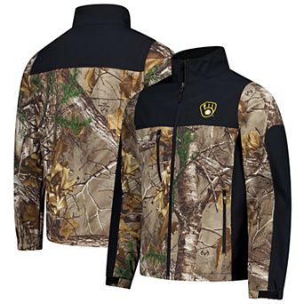 Men's Dunbrooke Camo Milwaukee Brewers Hunter Softshell Realtree Full-Zip Jacket