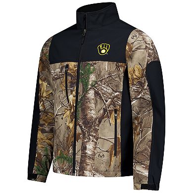 Men's Dunbrooke Camo Milwaukee Brewers Hunter Softshell Realtree Full-Zip Jacket