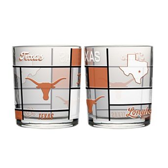 Logo Brands Texas Longhorns 12oz. Quilted Stained Two-Pack Rocks Glass Set