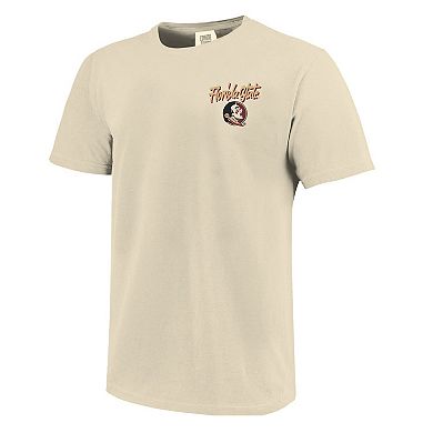 Men's Image One Natural Florida State Seminoles Comfort Colors Hand-Drawn Campus Stack T-Shirt