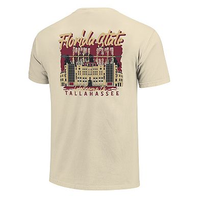Men's Image One Natural Florida State Seminoles Comfort Colors Hand-Drawn Campus Stack T-Shirt