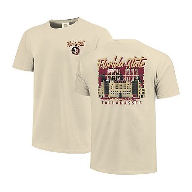 Men's Image One Natural Florida State Seminoles Comfort Colors Hand-Drawn Campus Stack T-Shirt