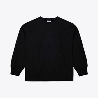 Men's Mitchell & Ness Black Chicago Cubs Phantom Fleece Crewneck Sweatshirt