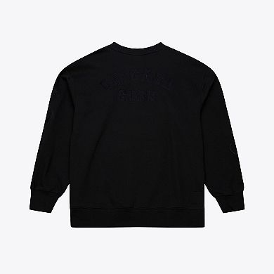 Men's Mitchell & Ness Black Chicago Cubs Phantom Fleece Crewneck Sweatshirt