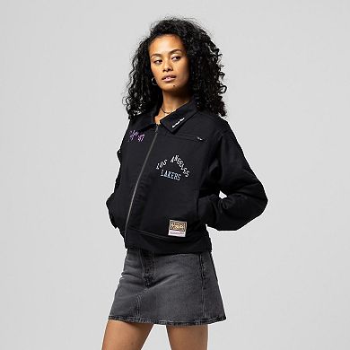 Women's Mitchell & Ness Black Los Angeles Lakers Full-Zip Mechanic Jacket