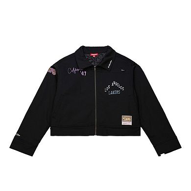 Women's Mitchell & Ness Black Los Angeles Lakers Full-Zip Mechanic Jacket