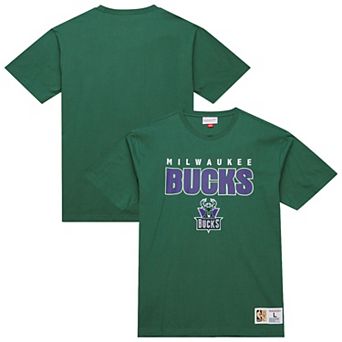 Men's Mitchell & Ness Green Milwaukee Bucks Hardwood Classics Throw It Back Premium T-Shirt