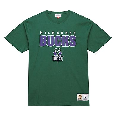 Men's Mitchell & Ness Green Milwaukee Bucks Hardwood Classics Throw It Back Premium T-Shirt