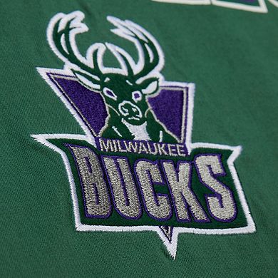 Men's Mitchell & Ness Green Milwaukee Bucks Hardwood Classics Throw It Back Premium T-Shirt
