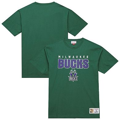 Men's Mitchell & Ness Green Milwaukee Bucks Hardwood Classics Throw It Back Premium T-Shirt