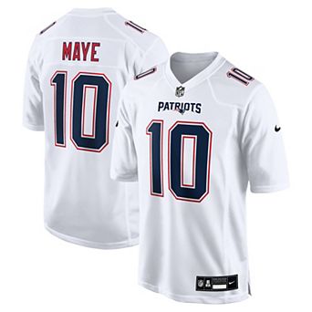 Men's Nike Drake Maye Tundra White New England Patriots Game Jersey