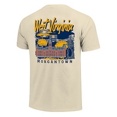 Men's Image One Natural West Virginia Mountaineers Comfort Colors Hand-Drawn Campus Stack T-Shirt