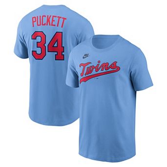 Men's Nike Kirby Puckett Light Blue Minnesota Twins Cooperstown Collection Name & Number T-Shirt