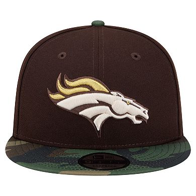 Men's New Era Dark Brown Denver Broncos Burnt Wood Camo 9FIFTY Snapback Hat