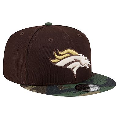 Men's New Era Dark Brown Denver Broncos Burnt Wood Camo 9FIFTY Snapback Hat