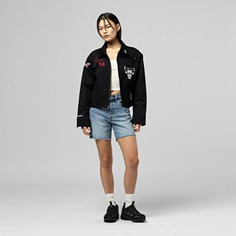 Women's Mitchell & Ness Black Chicago Bulls Full-Zip Mechanic Jacket