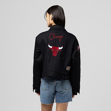 Women's Mitchell & Ness Black Chicago Bulls Full-Zip Mechanic Jacket