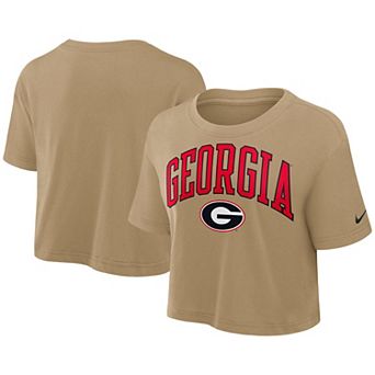 Women's Nike Tan Georgia Bulldogs Athletic Prep Arch Dri-FIT Cropped T-Shirt