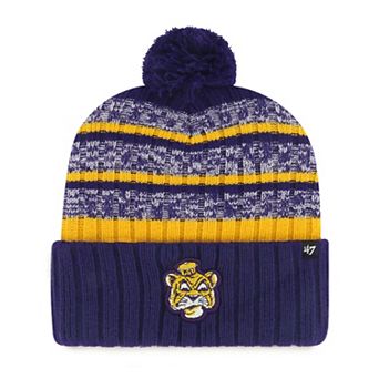 Men's '47 Purple LSU Tigers Tavern Cuffed Knit Hat with Pom