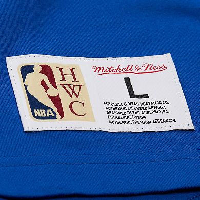 Men's Mitchell & Ness Royal Philadelphia 76ers Hardwood Classics Throw It Back Premium T-Shirt