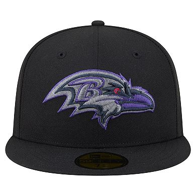 Men's New Era Black Baltimore Ravens Color Pop 59FIFTY Fitted Hat