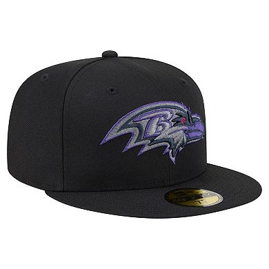 Men's New Era Black Baltimore Ravens Color Pop 59FIFTY Fitted Hat