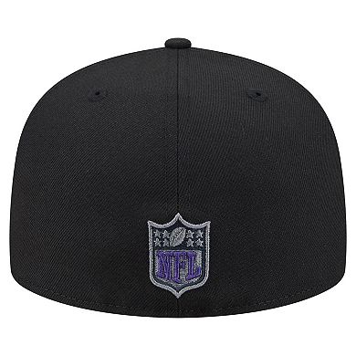 Men's New Era Black Baltimore Ravens Color Pop 59FIFTY Fitted Hat