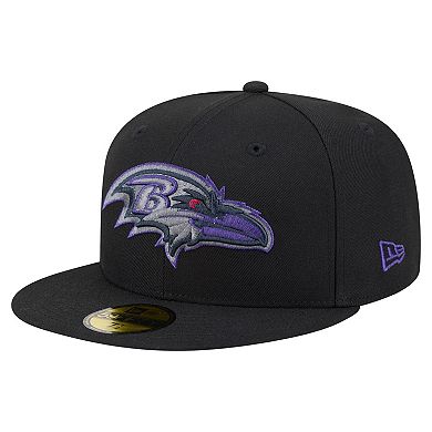 Men's New Era Black Baltimore Ravens Color Pop 59FIFTY Fitted Hat