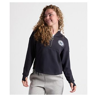 Women's Charles River x New England Patriots Navy Willow Fleece Quarter-Zip Hoodie