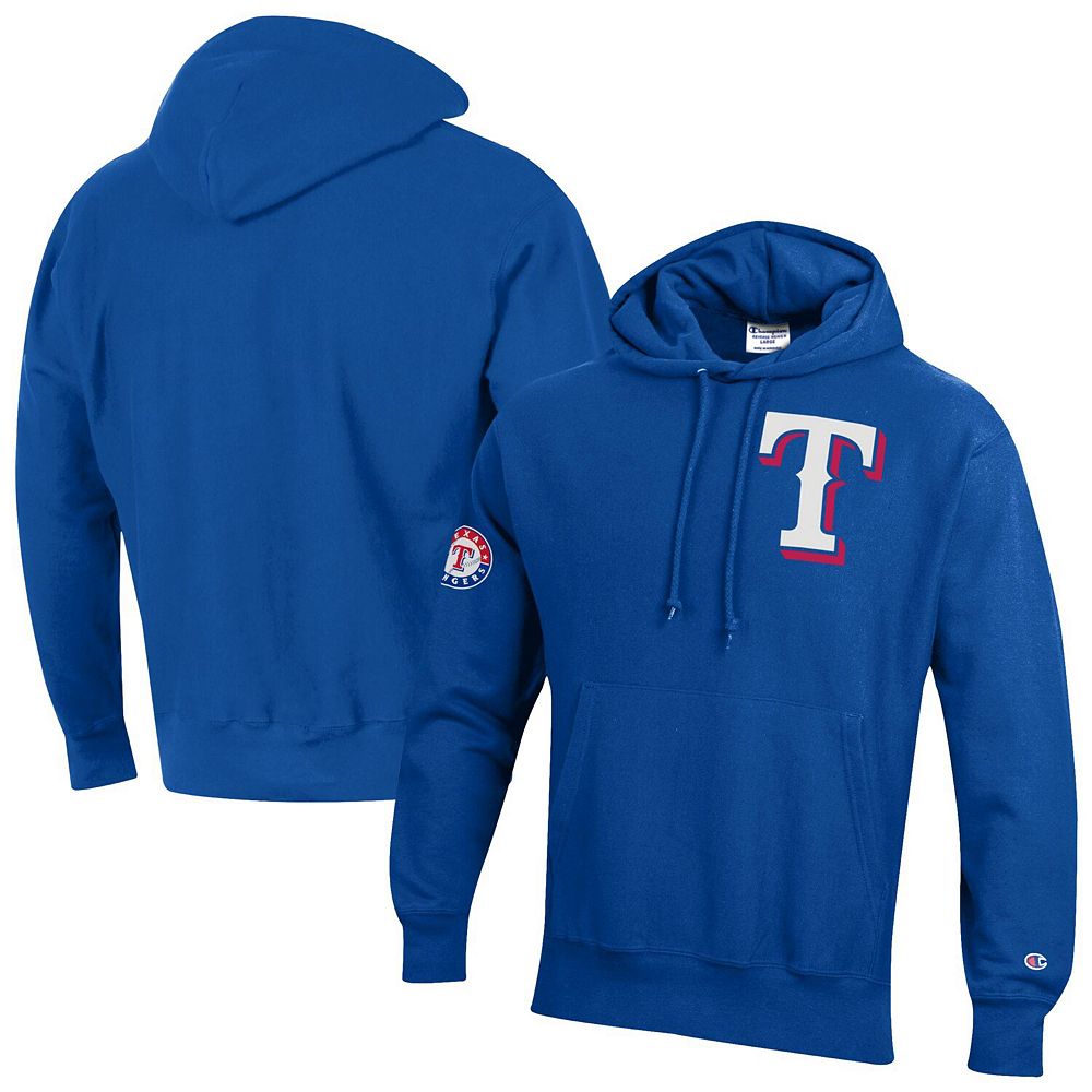 Men's Champion Royal Texas Rangers Reverse Weave Chenille Hoodie