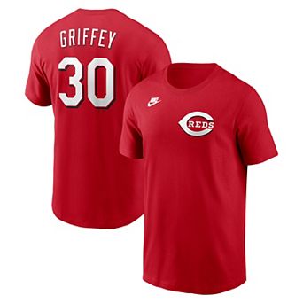 Men's Nike Ken Griffey Jr. Red Cincinnati Reds Cooperstown Collection Name & Number T-Shirt