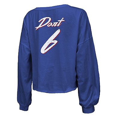 Women's Majestic Threads Jaxson Dart Royal New York Giants Script Name & Number Long Sleeve T-Shirt