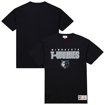 Men's Mitchell & Ness Black Minnesota Timberwolves Hardwood Classics Throw It Back Premium T-Shirt