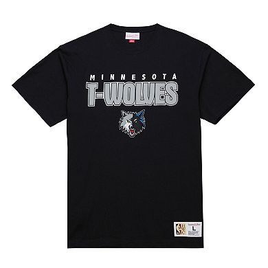 Men's Mitchell & Ness Black Minnesota Timberwolves Hardwood Classics Throw It Back Premium T-Shirt