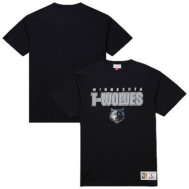 Men's Mitchell & Ness Black Minnesota Timberwolves Hardwood Classics Throw It Back Premium T-Shirt