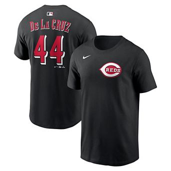Men's Nike Elly De La Cruz Black Cincinnati Reds Name & Number T-Shirt