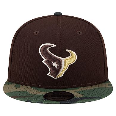 Men's New Era Dark Brown Houston Texans Burnt Wood Camo 9FIFTY Snapback Hat