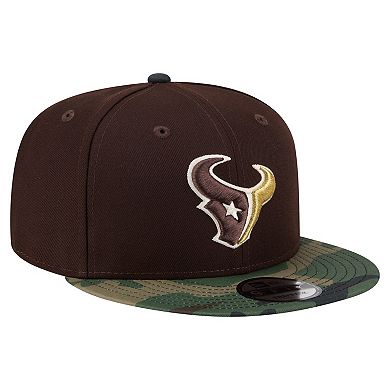 Men's New Era Dark Brown Houston Texans Burnt Wood Camo 9FIFTY Snapback Hat