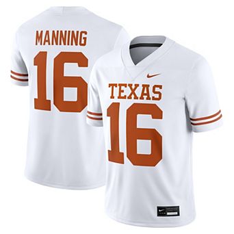 Men's Nike Arch Manning White Texas Longhorns Road Game Football Jersey