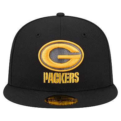 Men's New Era Black Green Bay Packers Color Pop 59FIFTY Fitted Hat