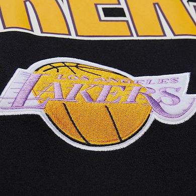 Men's Mitchell & Ness Black Los Angeles Lakers Hardwood Classics Throw It Back Premium T-Shirt