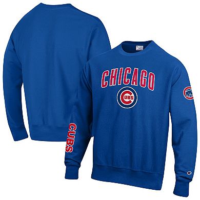 Men's Champion Royal Chicago Cubs Reverse Weave Chenille Sweatshirt