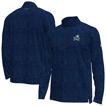 Men's Under Armour Navy Notre Dame Fighting Irish Basketball Leprechaun Tech Quarter-Zip Top