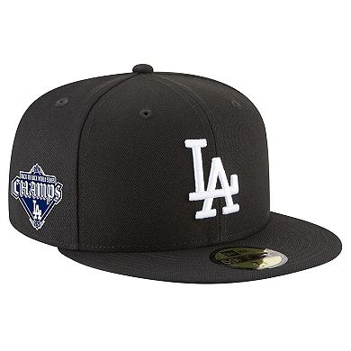 Men's New Era Black Los Angeles Dodgers 2024/25 Back-to-Back Champions Diamond Side Patch 59FIFTY Fitted Hat